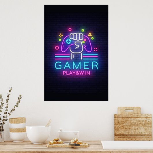 Neon Gamer Poster (Keuken)