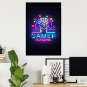 Neon Gamer Poster (Thuiskantoor)