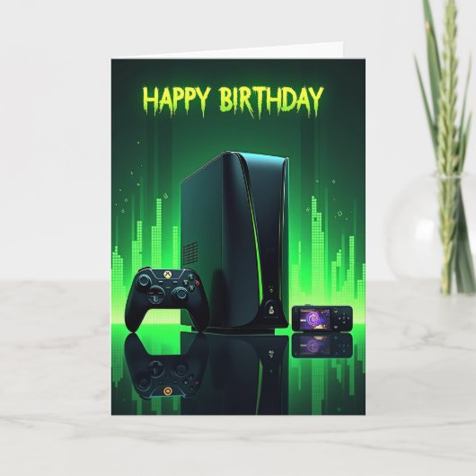 Neon gamer verjaardagskaart kaart (Voorkant)