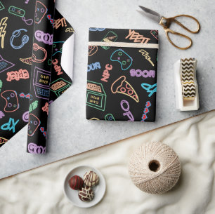 Neon Gamer Wrapping Paper Cadeaupapier