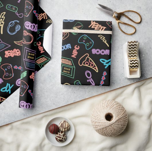 Neon Gamer Wrapping Paper Cadeaupapier (Crafts)