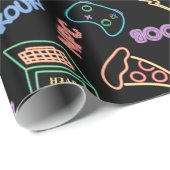 Neon Gamer Wrapping Paper Cadeaupapier (Rol Hoek)