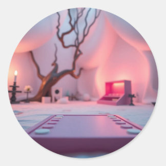 Neon gaming controller logo ronde sticker