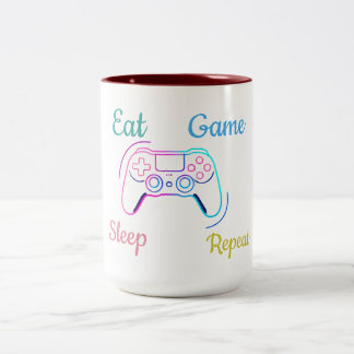 Neon gaming design customizable tweekleurige koffiemok