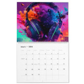 Neon gaming nieuw jaar kalender (Mar 2026)