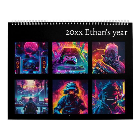 Neon gaming nieuw jaar kalender (Hoes)