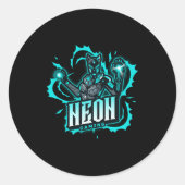 Neon Gaming Ronde Sticker (Voorkant)