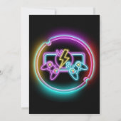 Neon Gaming Verjaardagsfeest Kaart (Achterkant)