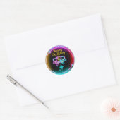 Neon Gaming Verjaardagsfeest Ronde Sticker (Envelop)