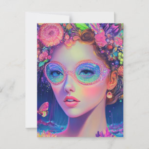 Neon Garden Goddess Briefkaart