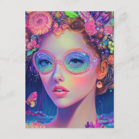 Neon Garden Goddess Briefkaart (Voorkant)