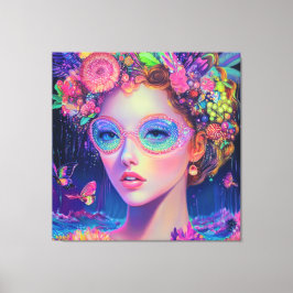 Neon Garden Goddess Canvas Afdruk