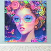 Neon Garden Goddess Canvas Afdruk (Insitu (Houten vloer))