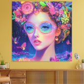 Neon Garden Goddess Canvas Afdruk (Insitu (Woonkamer))