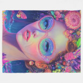 Neon Garden Goddess Fleece Deken (Voorkant (Horizontaal))