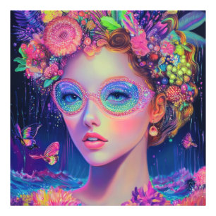 Neon Garden Goddess Foto Afdruk