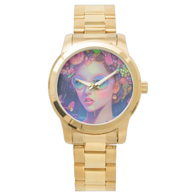 Neon Garden Goddess Horloge (Voorkant)