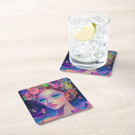 Neon Garden Goddess Kartonnen Onderzetters (Insitu)