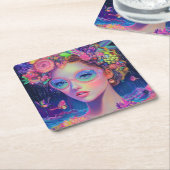 Neon Garden Goddess Kartonnen Onderzetters (Schuin)