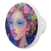 Neon Garden Goddess Keramische Knop (Rechts)