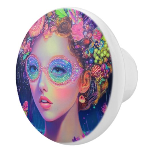 Neon Garden Goddess Keramische Knop (Rechts)