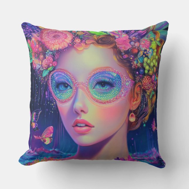 Neon Garden Goddess Kussen (Voorkant)