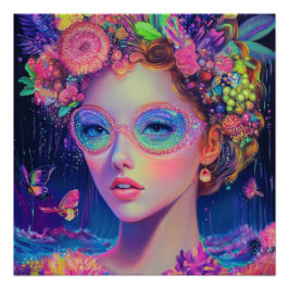 Neon Garden Goddess Perfect Poster