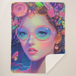 Neon Garden Goddess Sherpa Deken