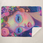 Neon Garden Goddess Sherpa Deken (Voorkant (horizontaal))