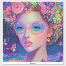 Neon Garden Goddess Sticker