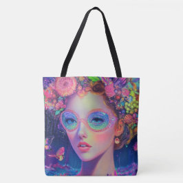 Neon Garden Goddess Tote Bag