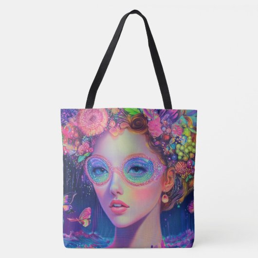 Neon Garden Goddess Tote Bag (Voorkant)