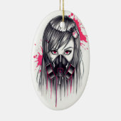 Neon Gas Mask Girl Keramisch Ornament (Rechts)