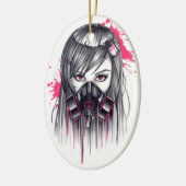 Neon Gas Mask Girl Keramisch Ornament (Links)