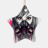 Neon Gas Mask Girl Keramisch Ornament (Rechts)