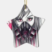 Neon Gas Mask Girl Keramisch Ornament (Links)