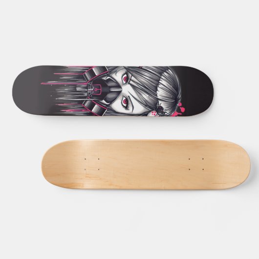 Neon Gas Mask Girl Persoonlijk Skateboard (Horizontaal)