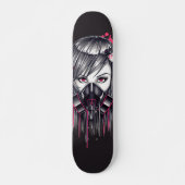 Neon Gas Mask Girl Persoonlijk Skateboard (Voorkant)