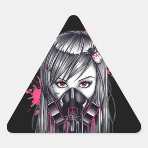 Neon Gas Mask Girl Sticker