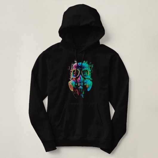 Neon Gas Mask: levendige chaoskunst Hoodie (Design voorkant)