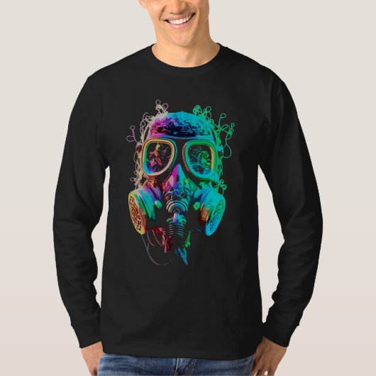 Neon Gas Mask: levendige chaoskunst T-shirt (Voorkant)
