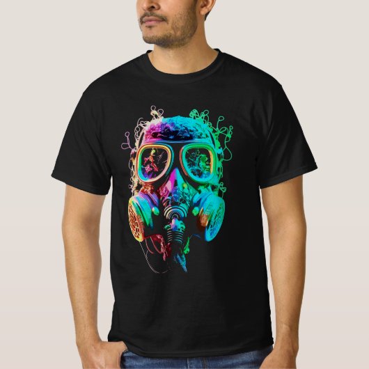 Neon Gas Mask: levendige chaoskunst T-shirt (Voorkant)