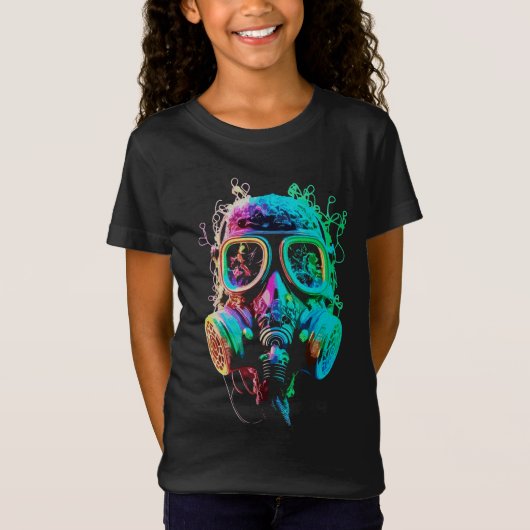 Neon Gas Mask: levendige chaoskunst T-shirt (Voorkant)