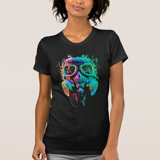 Neon Gas Mask: levendige chaoskunst T-shirt (Voorkant)