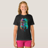 Neon Gas Mask: levendige chaoskunst T-shirt (Voorkant volledig)