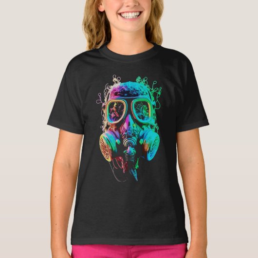 Neon Gas Mask: levendige chaoskunst T-shirt (Voorkant)