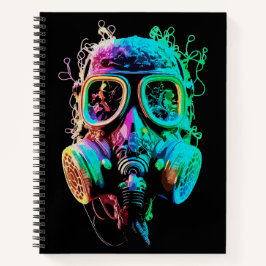 Neon Gas Mask: Vibrant Chaos Kunst Notitieboek