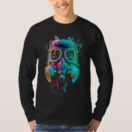 Neon Gas Mask: Vibrante Chaos Kunst T-shirt