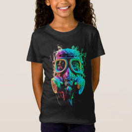 Neon Gas Mask: Vibrante Chaos Kunst T-shirt