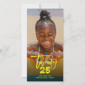 Neon Geel 2025 Geborsteld Mix Typografie Nieuw Jaa Feestdagenkaart (Voorkant)